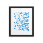 Mid Century Modern Loops Pop Blue and White Pattern Framed Art Print Gallery Image 6