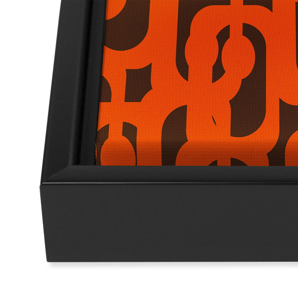 Mid Century Modern Loops Retro 70s Dark Brown and Orange Pattern Framed Canvas Print Gallery Image 3