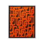 Mid Century Modern Loops Retro 70s Dark Brown and Orange Pattern Framed Canvas Print Gallery Image 8