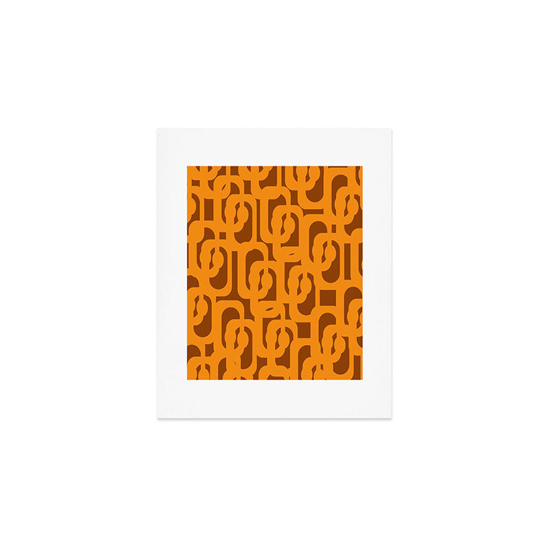 Mid Century Modern Loops Retro 70s Light Brown and Light Orange Pattern Art Print Gallery Image 1
