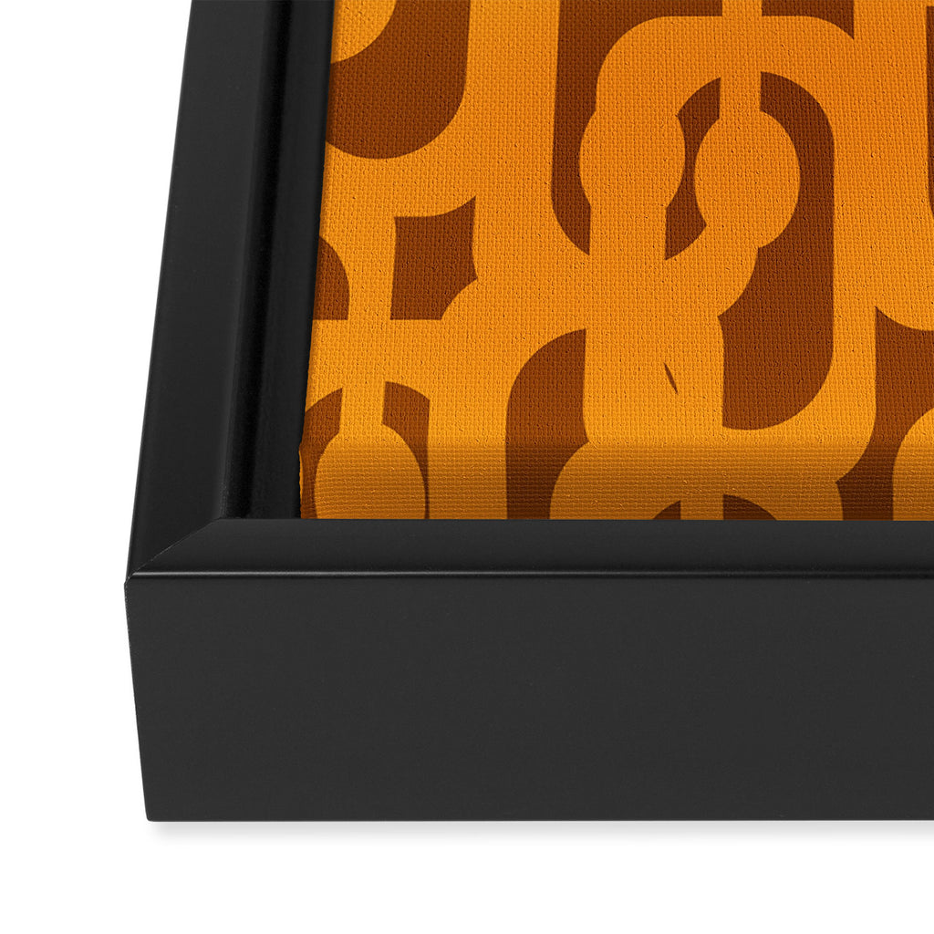Mid Century Modern Loops Retro 70s Light Brown and Light Orange Pattern Framed Canvas Print Gallery Image 3