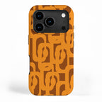 Mid Century Modern Loops Retro 70s Light Brown and Light Orange Pattern iPhone Case Gallery Image 1