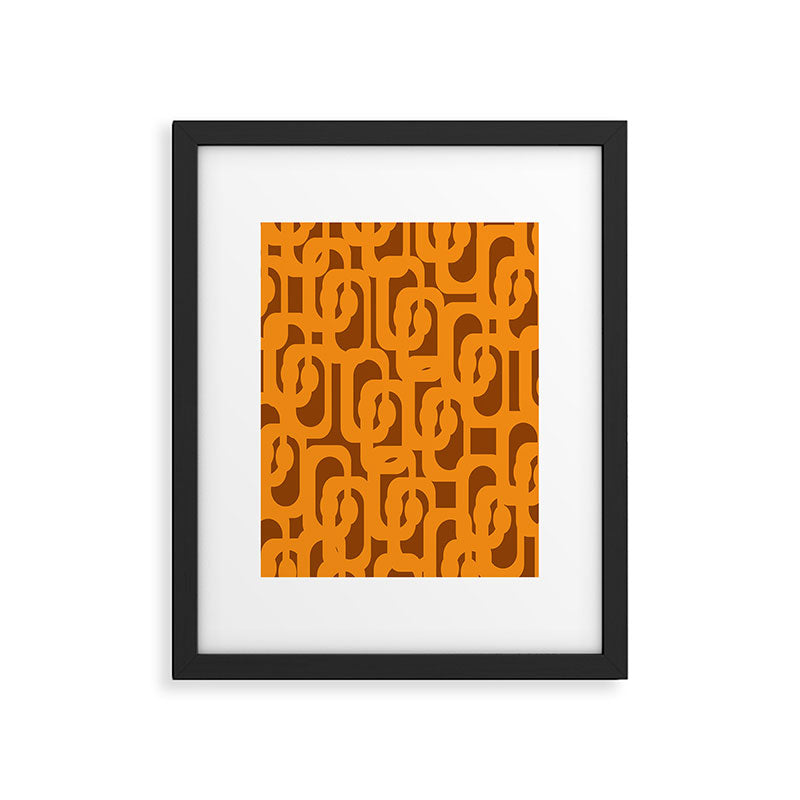 Mid Century Modern Loops Retro 70s Light Brown and Light Orange Pattern Framed Art Print Gallery Image 6