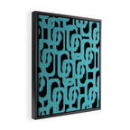 Mid Century Modern Loops Retro Abstract Pattern Turquoise and Black Framed Canvas Print Gallery Image 2