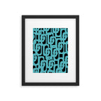 Mid Century Modern Loops Retro Abstract Pattern Turquoise and Black Framed Art Print Gallery Image 6