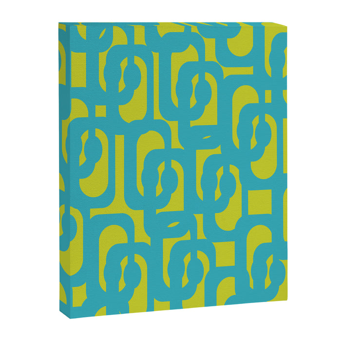 Mid Century Modern Loops Turquoise and Lime Green Pattern Canvas Print Gallery Image 1