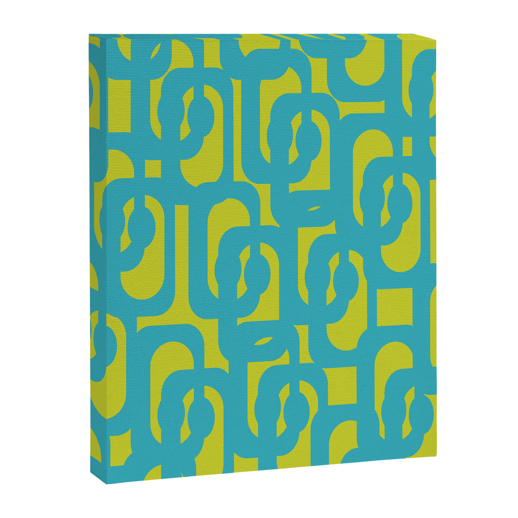 Mid Century Modern Loops Turquoise and Lime Green Pattern Canvas Print Gallery Image 8