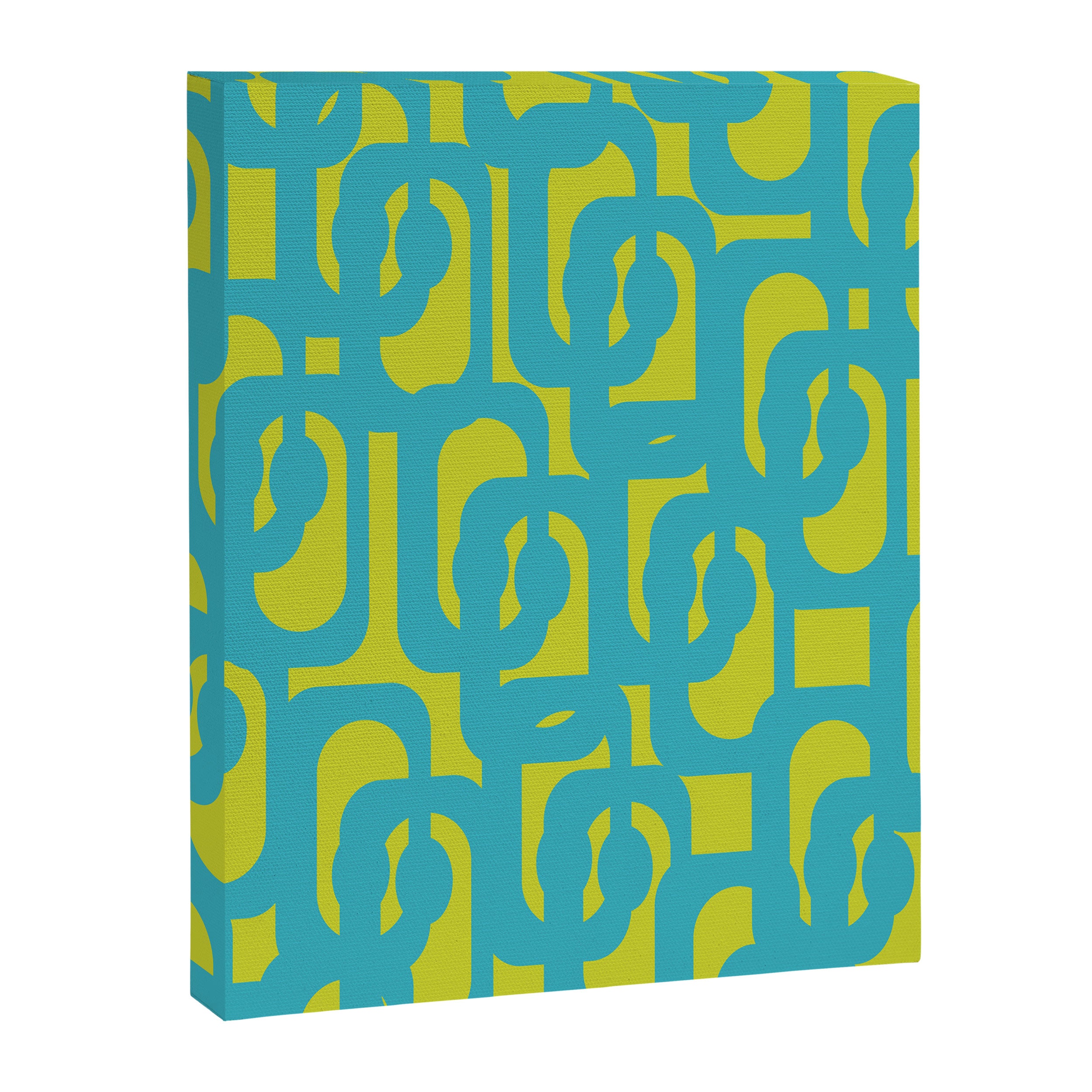 Mid Century Modern Loops Turquoise and Lime Green Pattern Canvas Print Gallery Image 8