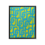 Mid Century Modern Loops Turquoise and Lime Green Pattern Framed Canvas Print Gallery Image 8