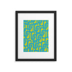 Mid Century Modern Loops Turquoise and Lime Green Pattern Framed Art Print Gallery Image 6