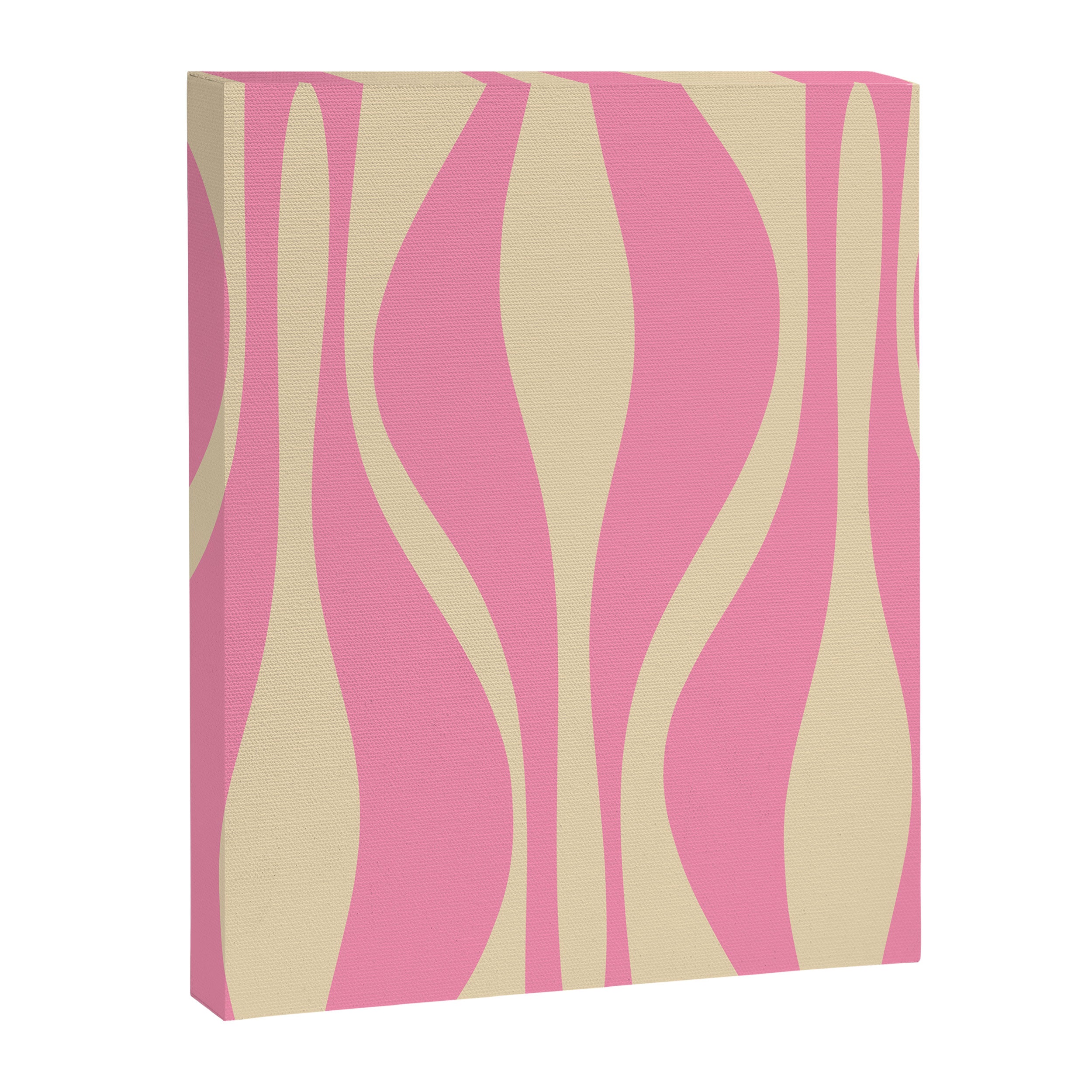 Mid Century Modern Lounge Retro Ogee Pattern in Pink and Cream Canvas Print Gallery Image 8