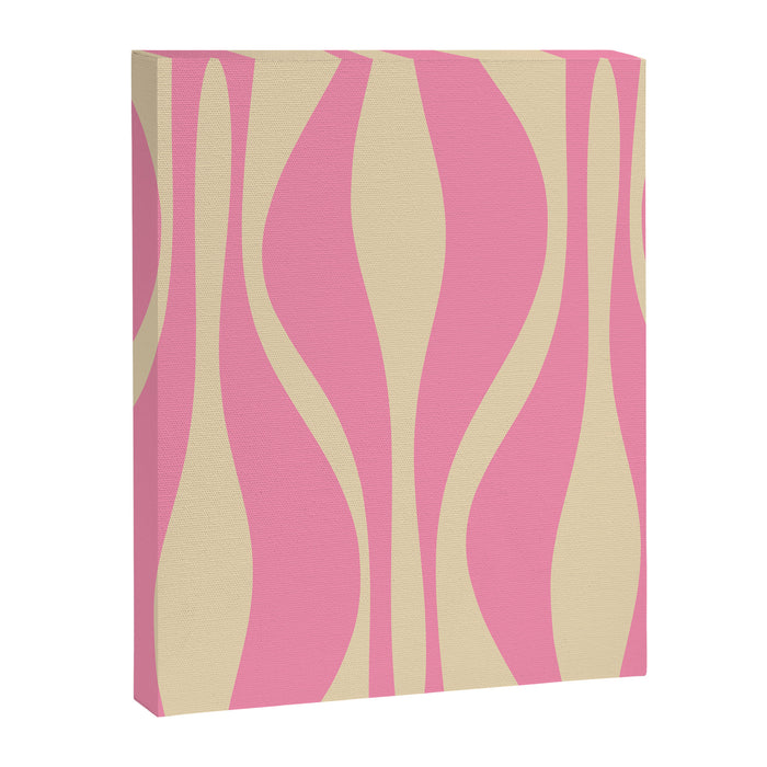 Mid Century Modern Lounge Retro Ogee Pattern in Pink and Cream Canvas Print Gallery Image 1