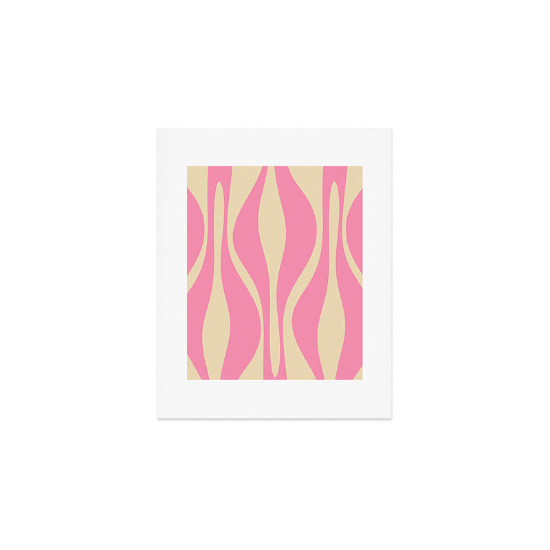 Mid Century Modern Lounge Retro Ogee Pattern in Pink and Cream Art Print Gallery Image 1