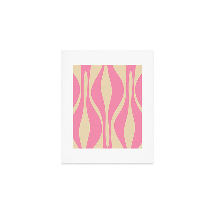 Mid Century Modern Lounge Retro Ogee Pattern in Pink and Cream Art Print Gallery Image 1