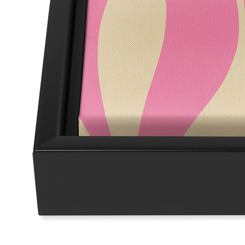 Mid Century Modern Lounge Retro Ogee Pattern in Pink and Cream Framed Canvas Print Gallery Image 3