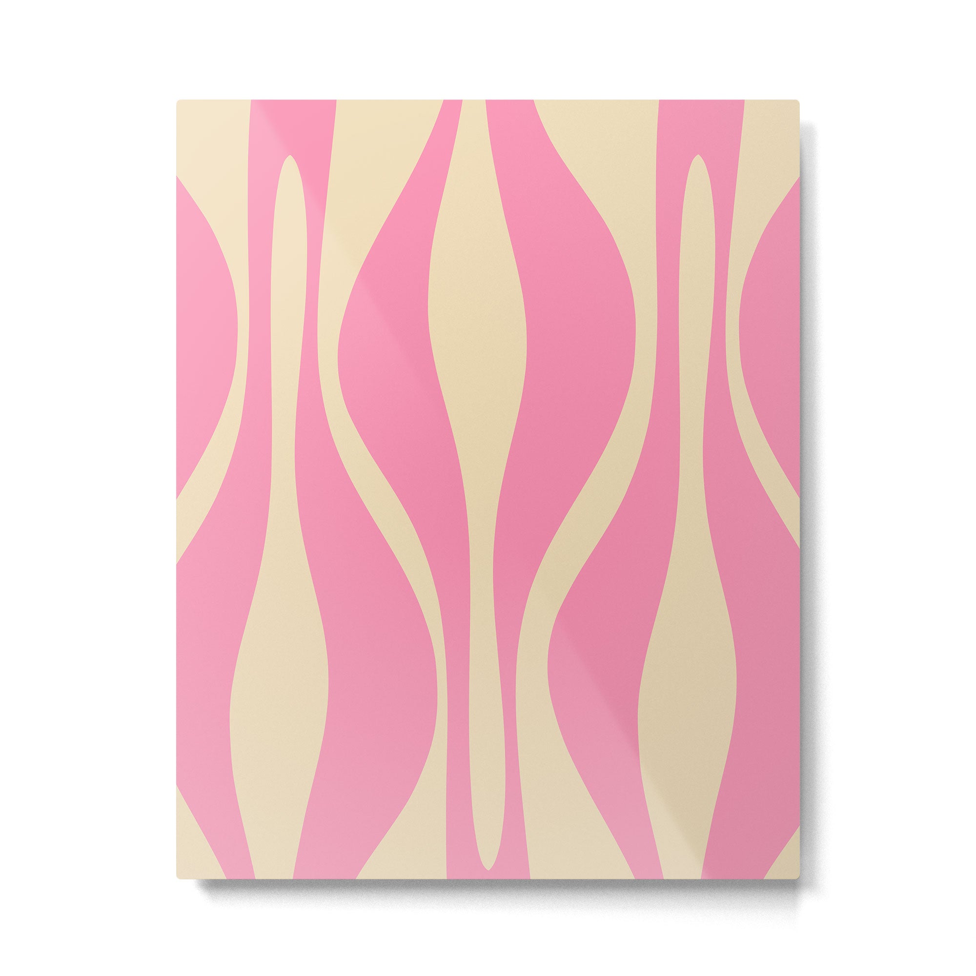 Mid Century Modern Lounge Retro Ogee Pattern in Pink and Cream Metal Print Gallery Image 6