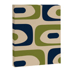 Mid Century Modern Minimalist Abstract Piquet Pattern in Mid Mod Beige Navy Blue Olive Green Canvas Print Gallery Image 8