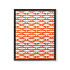 Mid Century Modern Minimalist Fish Pattern in Orange and White Framed Canvas Print Gallery Image 8