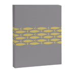Mid Century Modern Minimalist Fish Stripe Pattern in Retro Gray and Mustard Yellow Canvas Print Gallery Image 8