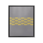 Mid Century Modern Minimalist Fish Stripe Pattern in Retro Gray and Mustard Yellow Framed Canvas Print Gallery Image 8
