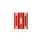 Mid Century Modern Minimalist Geo Chain Geometric Block Stripe Pattern in Red and Cream Art Print Gallery Image 1