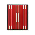 Mid Century Modern Minimalist Geo Chain Geometric Block Stripe Pattern in Red and Cream Framed Canvas Print Gallery Image 8