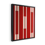 Mid Century Modern Minimalist Geo Chain Geometric Block Stripe Pattern in Red and Cream Framed Canvas Print Gallery Image 2