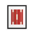 Mid Century Modern Minimalist Geo Chain Geometric Block Stripe Pattern in Red and Cream Framed Art Print Gallery Image 4