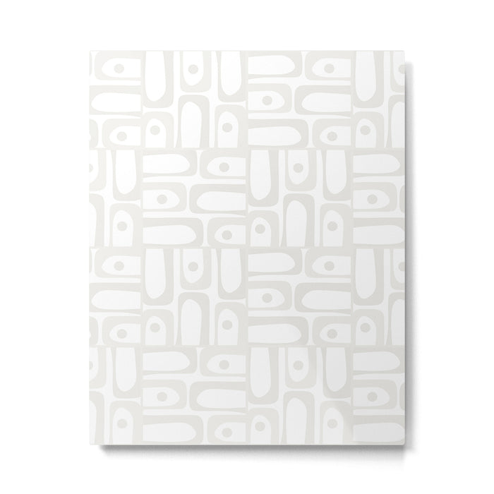 Mid Century Modern Minimalist Piquet Abstract Multi Geometric Pattern in White Tones Metal Print Gallery Image 1