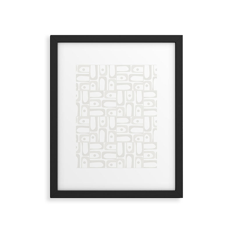Mid Century Modern Minimalist Piquet Abstract Multi Geometric Pattern in White Tones Framed Art Print Gallery Image 6