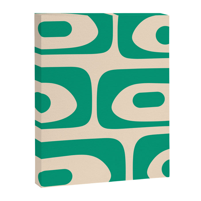 Mid Century Modern Minimalist Retro Abstract Piquet Pattern in Jade Green Canvas Print Gallery Image 1