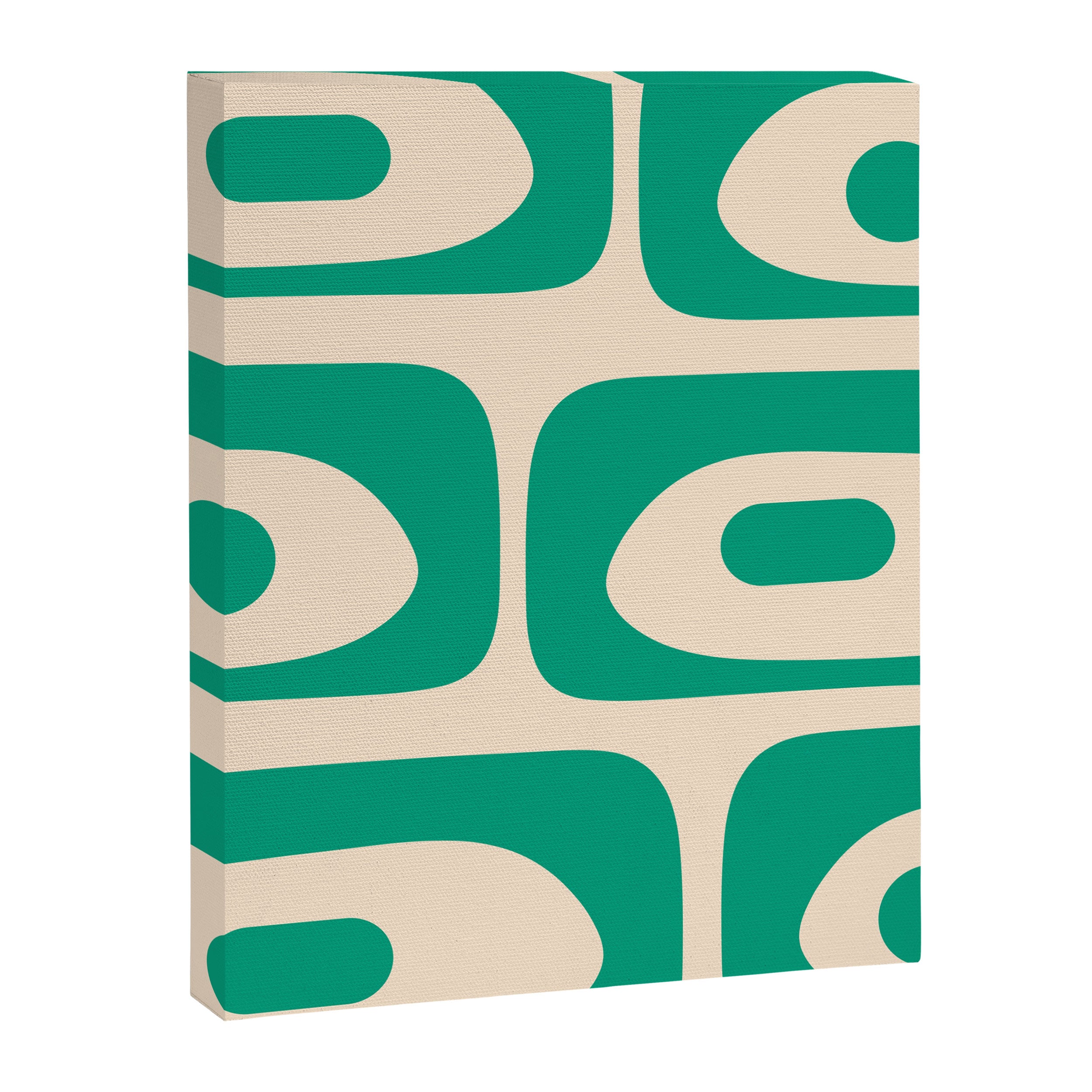 Mid Century Modern Minimalist Retro Abstract Piquet Pattern in Jade Green Canvas Print Gallery Image 8