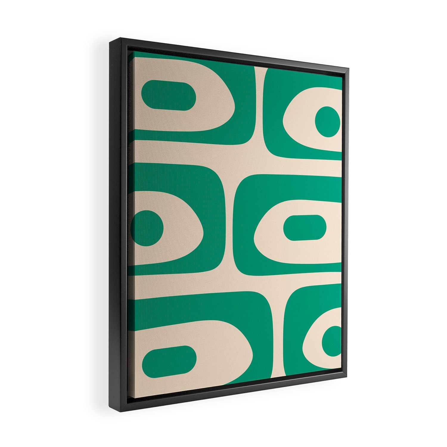 Mid Century Modern Minimalist Retro Abstract Piquet Pattern in Jade Green Framed Canvas Print Gallery Image 2