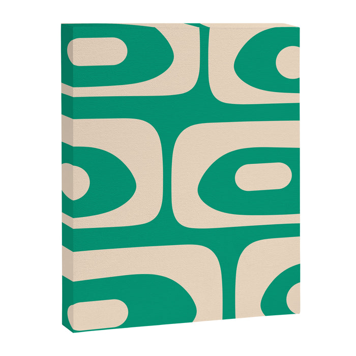 Mid Century Modern Minimalist Retro Abstract Piquet Pattern Jade Green Canvas Print Gallery Image 1