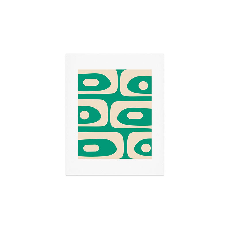 Mid Century Modern Minimalist Retro Abstract Piquet Pattern Jade Green Art Print Gallery Image 1