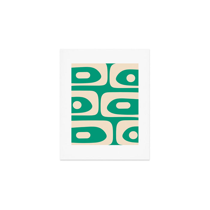 Mid Century Modern Minimalist Retro Abstract Piquet Pattern Jade Green Art Print Gallery Image 1