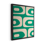 Mid Century Modern Minimalist Retro Abstract Piquet Pattern Jade Green Framed Canvas Print Gallery Image 2