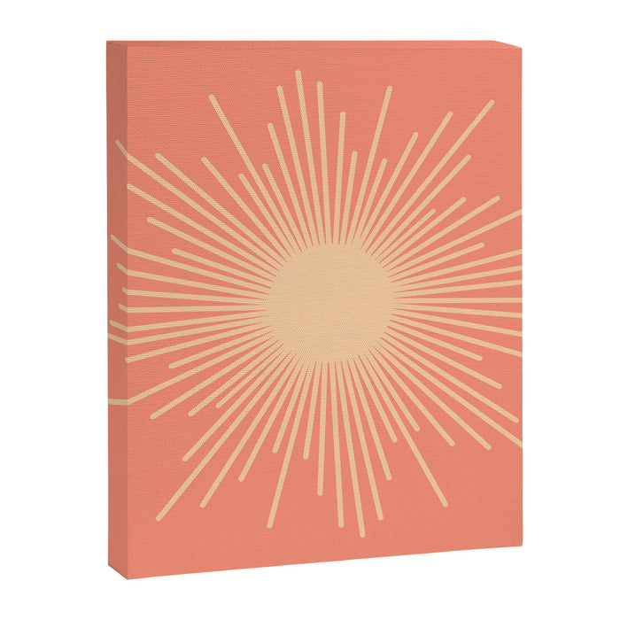 Mid Century Modern Minimalist Sunburst in Salmon Blush Pink and Cream Canvas Print Gallery Image 1