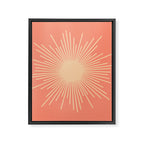 Mid Century Modern Minimalist Sunburst in Salmon Blush Pink and Cream Framed Canvas Print Gallery Image 8