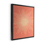 Mid Century Modern Minimalist Sunburst in Salmon Blush Pink and Cream Framed Canvas Print Gallery Image 2