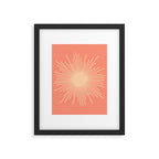 Mid Century Modern Minimalist Sunburst in Salmon Blush Pink and Cream Framed Art Print Gallery Image 6