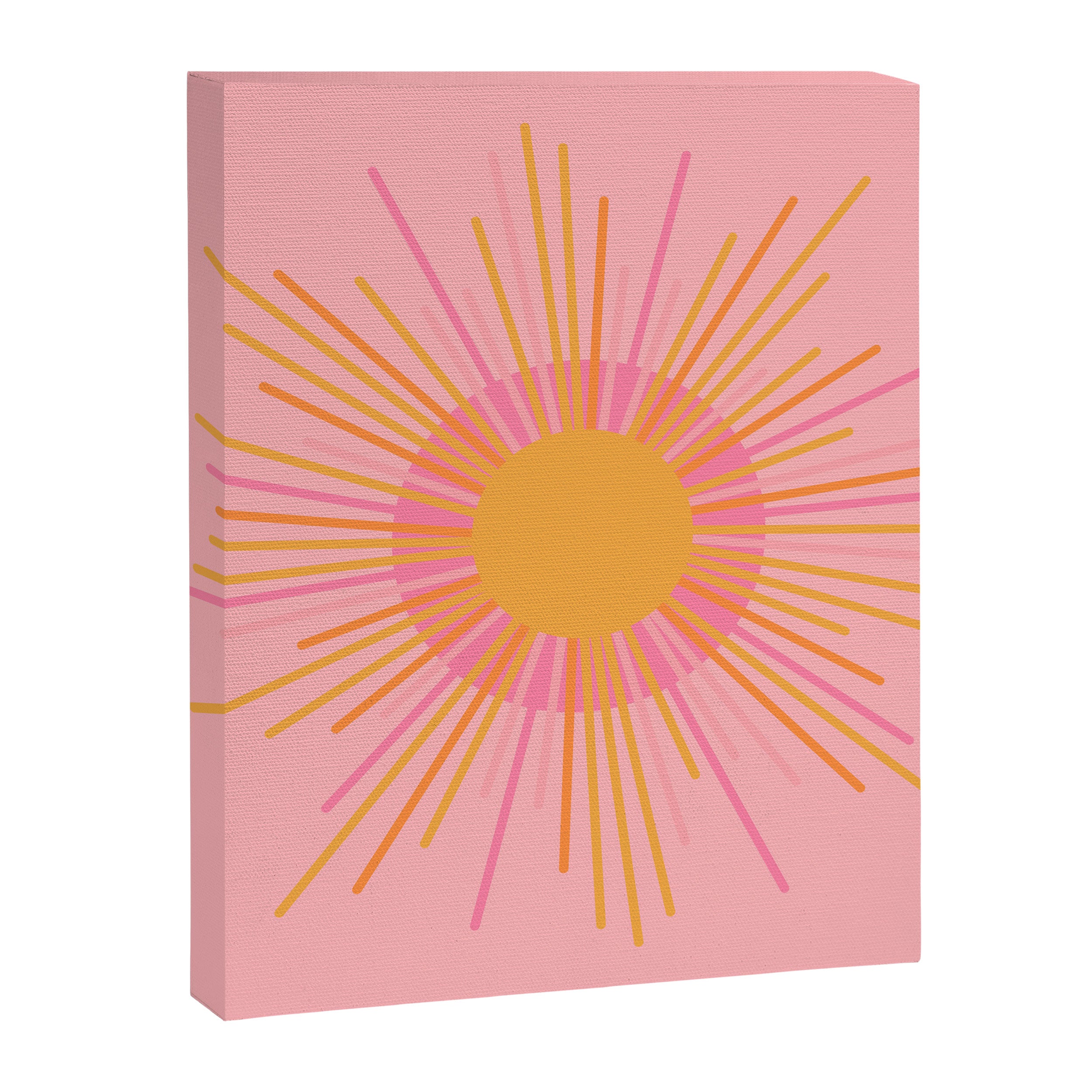 Mid Century Modern Minimalist Sunburst Retro Sun Pink Orange Mustard Yellow Canvas Print Gallery Image 8