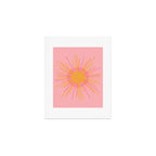Mid Century Modern Minimalist Sunburst Retro Sun Pink Orange Mustard Yellow Art Print Gallery Image 1