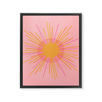 Mid Century Modern Minimalist Sunburst Retro Sun Pink Orange Mustard Yellow Framed Canvas Print Gallery Image 8