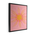 Mid Century Modern Minimalist Sunburst Retro Sun Pink Orange Mustard Yellow Framed Canvas Print Gallery Image 2