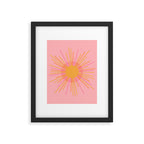Mid Century Modern Minimalist Sunburst Retro Sun Pink Orange Mustard Yellow Framed Art Print Gallery Image 6