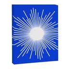 Mid Century Modern Minimalist Sunburst Retro Sun Royal Blue and White Canvas Print Gallery Image 8