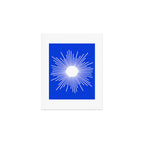 Mid Century Modern Minimalist Sunburst Retro Sun Royal Blue and White Art Print Gallery Image 1
