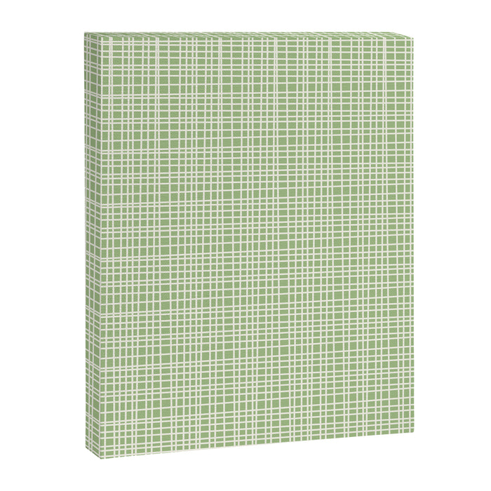 Mid Century Modern Minimalist Woven Line Pattern in Light Sage Green and Cream Canvas Print Gallery Image 1