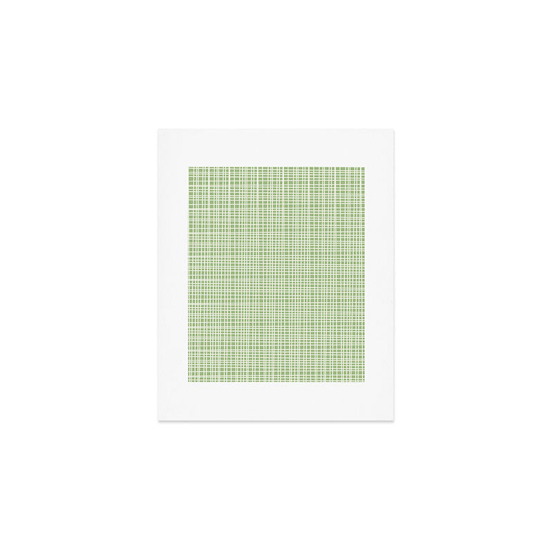 Mid Century Modern Minimalist Woven Line Pattern in Light Sage Green and Cream Art Print Gallery Image 1